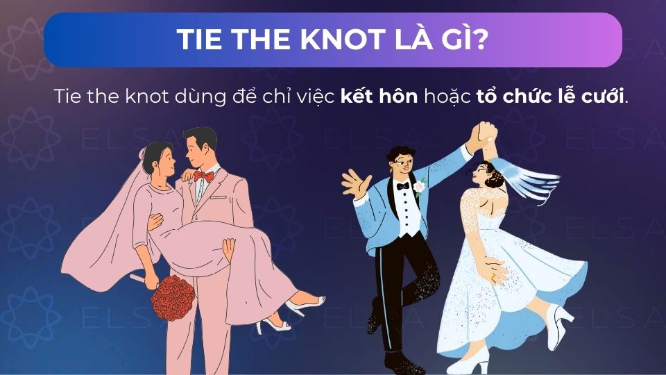 Tie the knot dùng để chỉ việc kết hôn hoặc tổ chức lễ cưới