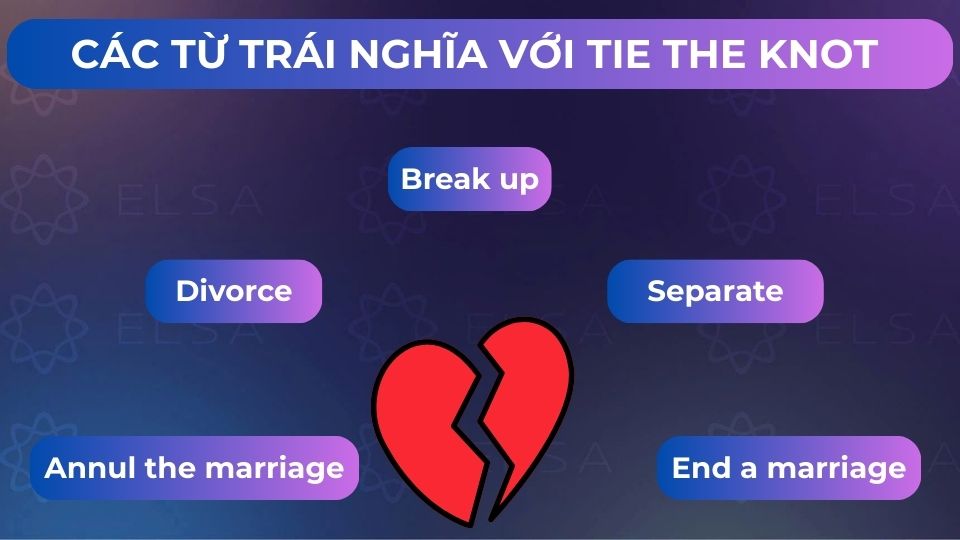 Một số cụm từ trái nghĩa với Tie the knot