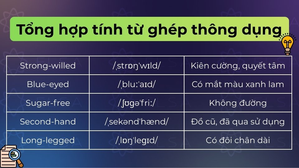 Bảng tổng hợp các tính từ ghép thông dụng theo chủ đề Bảng tổng hợp các tính từ ghép thông dụng theo chủ đề