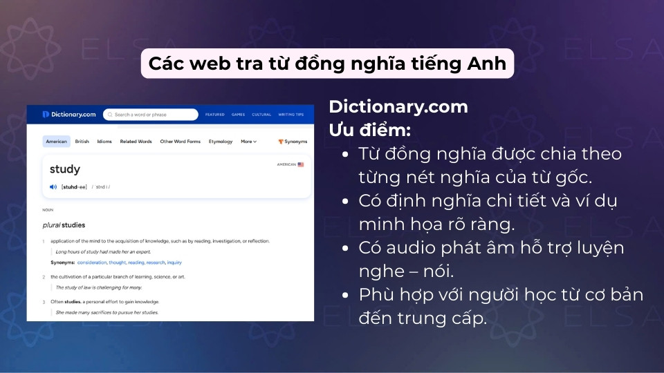Dictionary.com là trang tra cứu từ đồng nghĩa quen thuộc và có độ uy tín cao