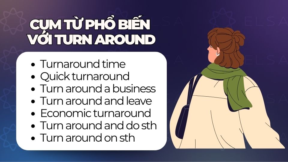 Cụm từ phổ biến với Turn around Cụm từ phổ biến với Turn around