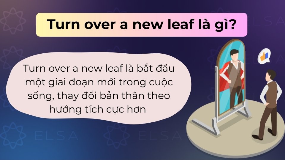 Turn over a new leaf là thay đổi bản thân, bỏ thói quen xấu để bắt đầu giai đoạn mới tích cực hơn
