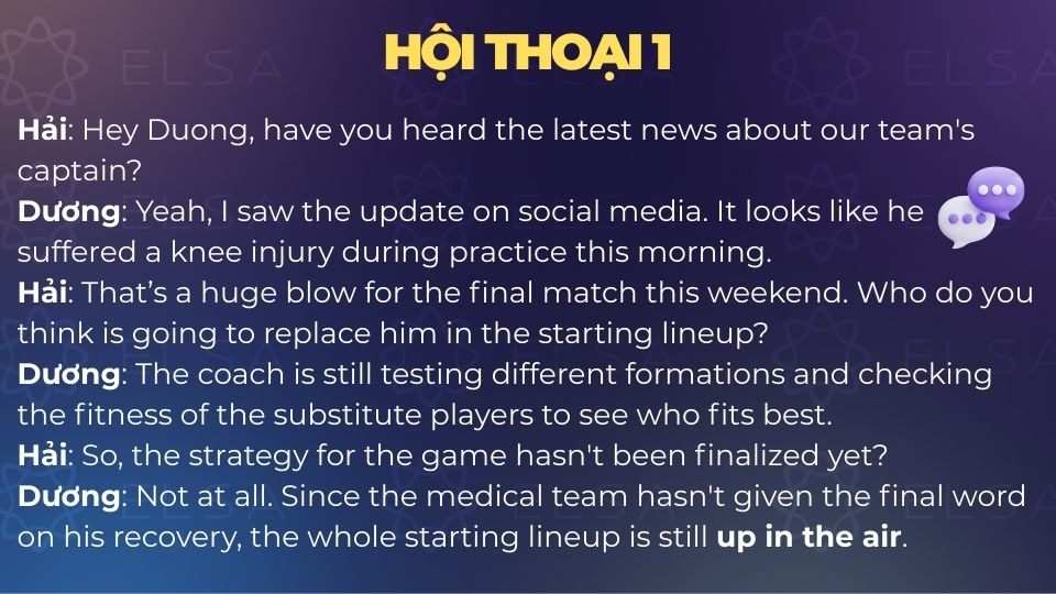 Mẫu hội thoại sử dụng up in the air - Mẫu 1 Mẫu hội thoại sử dụng up in the air - Mẫu 1