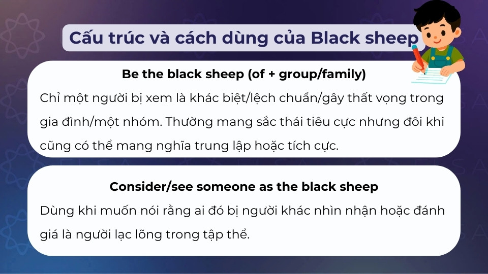 Cấu trúc và cách dùng của black sheep