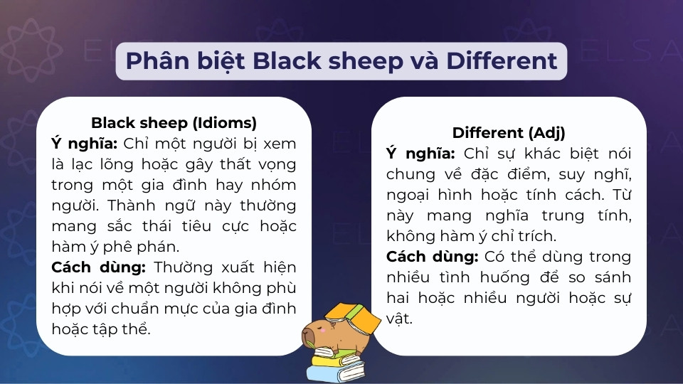 Cách phân biệt black sheep và different