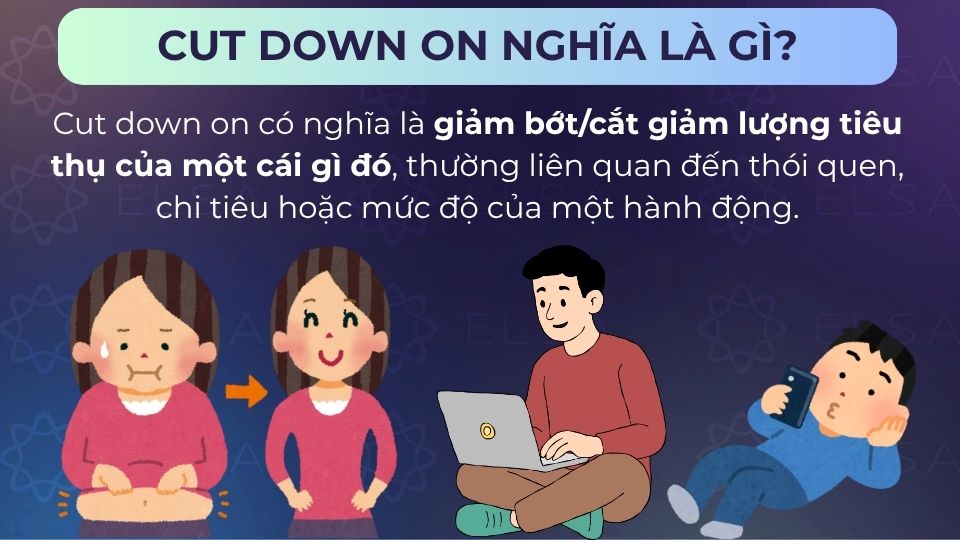 Cut down on có nghĩa là cắt giảm