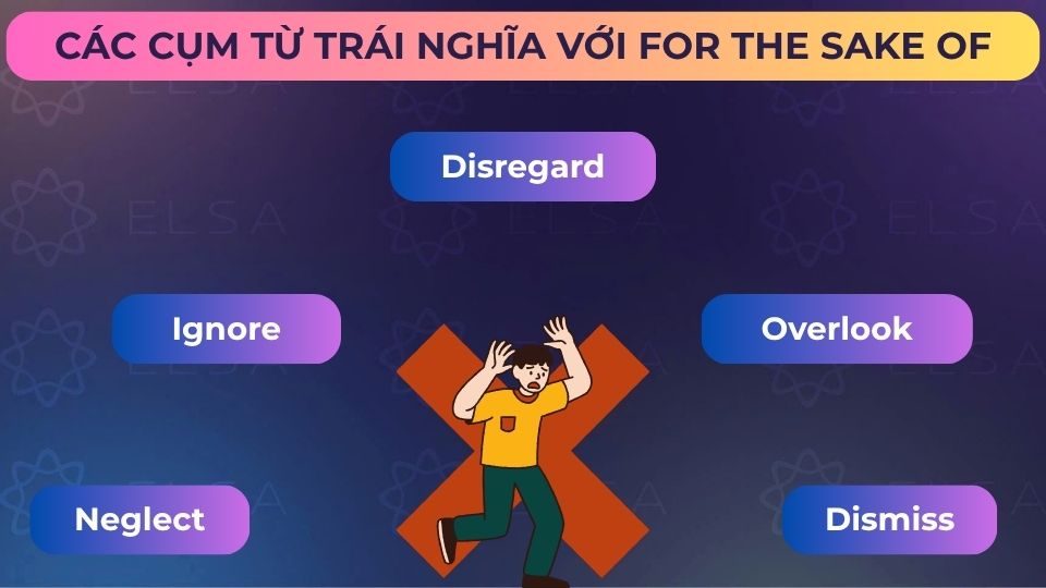 Một số từ trái nghĩa với for the sake of