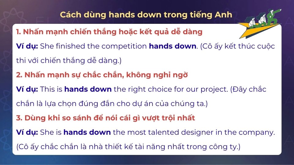Cách dùng và ví dụ cụ thể của hands down trong tiếng Anh