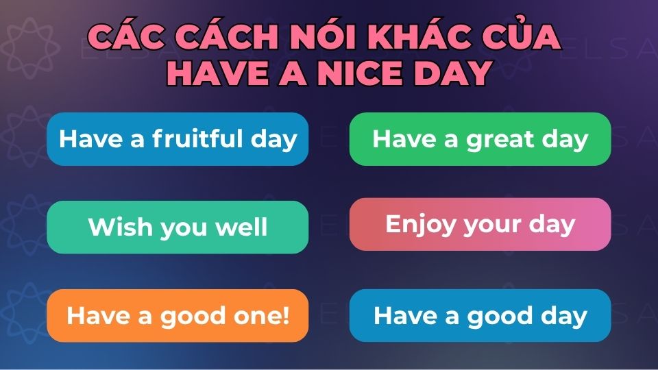Một số cách nói khác của have a nice day