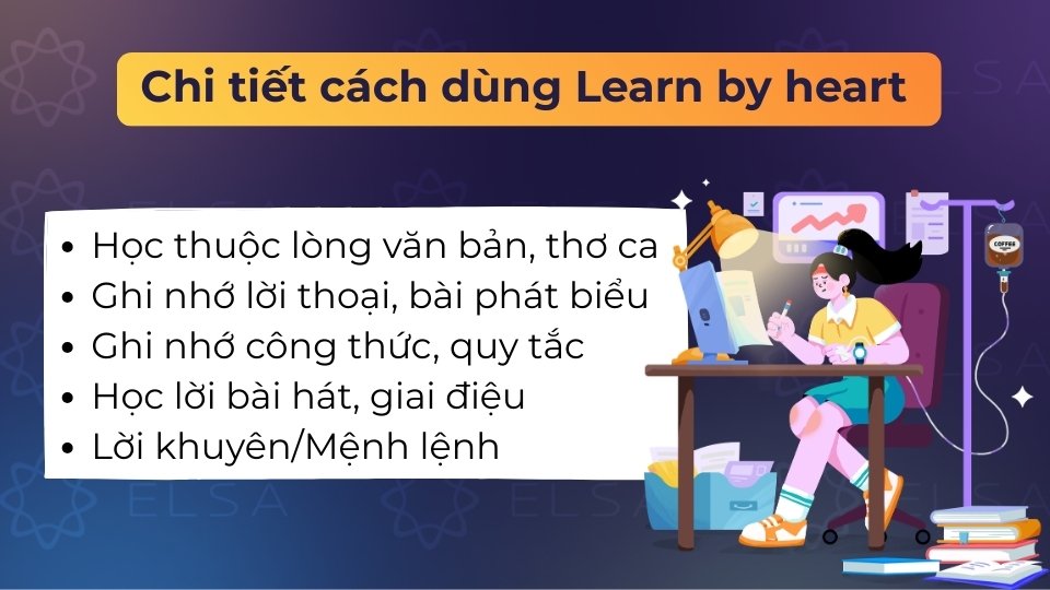 Sử dụng cấu trúc Learn something by heart để nói về việc ghi nhớ thông tin chuẩn xác