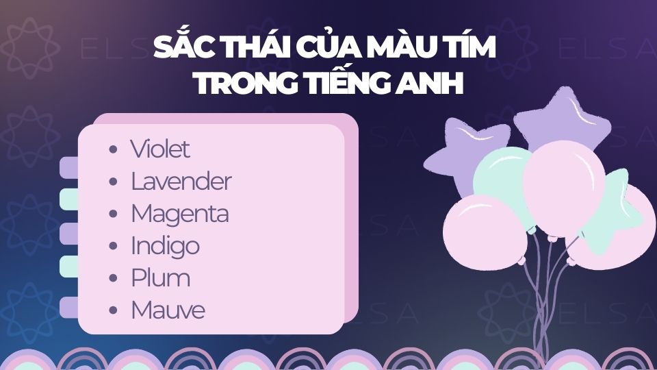 Các sắc thái của màu tím trong tiếng Anh