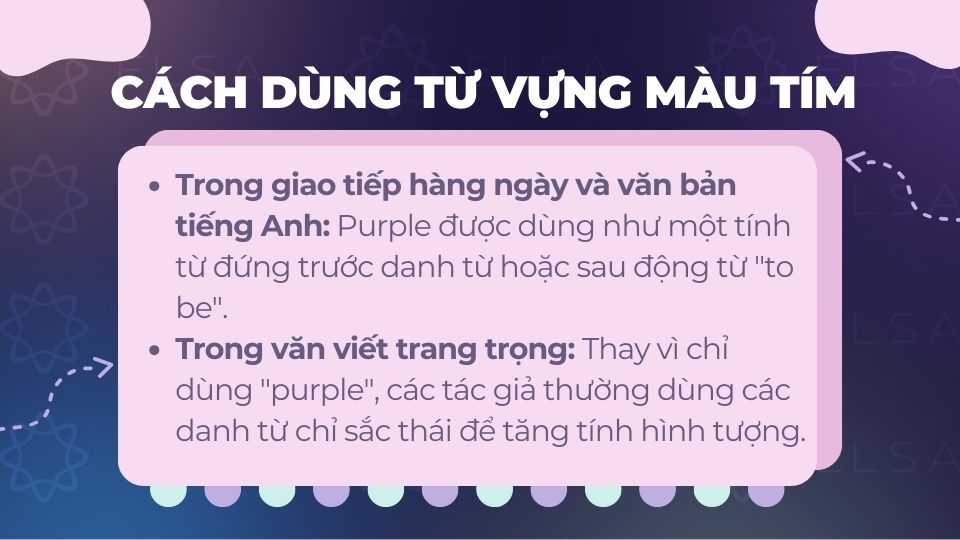 Cách dùng từ vựng màu tím tiếng Anh trong câu
