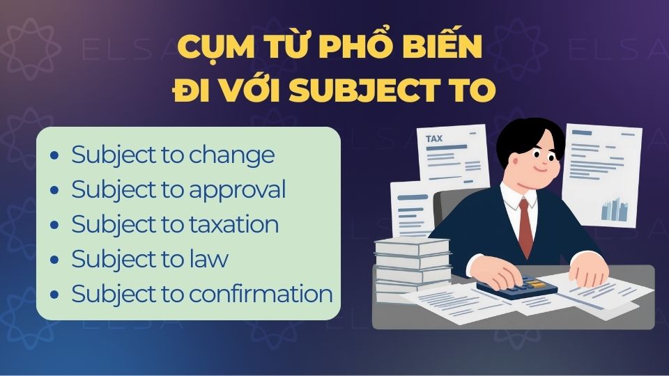 Các cụm từ phổ biến đi với Subject to Các cụm từ phổ biến đi với Subject to