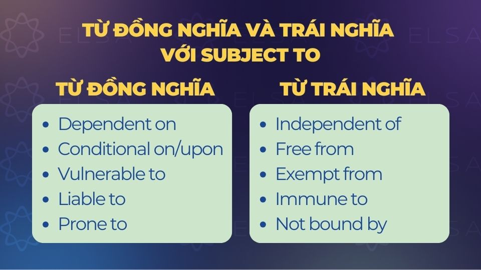 Từ đồng nghĩa và trái nghĩa với subject to Từ đồng nghĩa và trái nghĩa với subject to