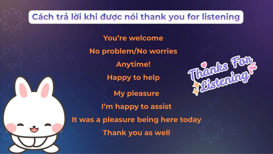 Các cách trả lời khi được nói thank you for listening