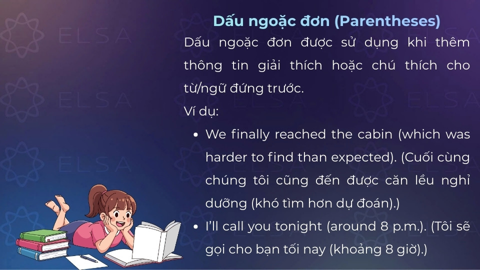Cách dùng của dấu ngoặc đơn (parentheses)