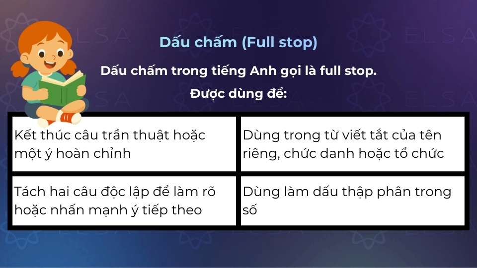 Cách dùng của dấu chấm (full stop)