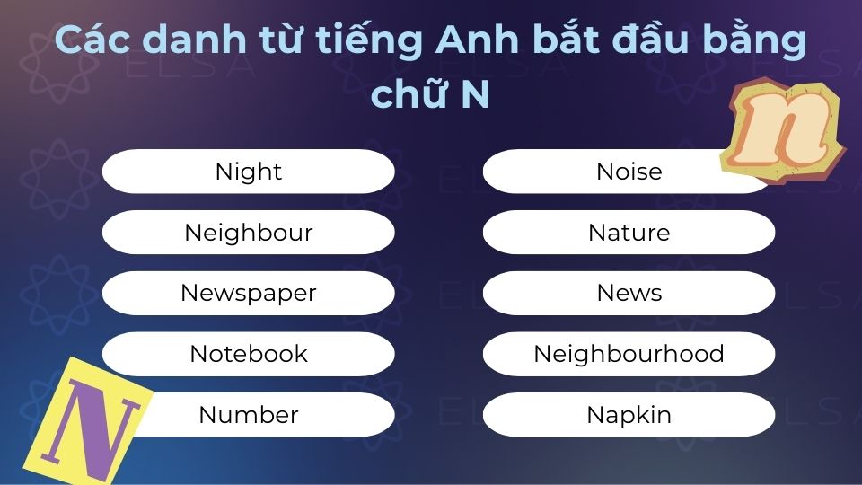 Một số danh từ quen thuộc bắt đầu bằng chữ N sẽ giúp ích rất nhiều cho bạn trong giao tiếp