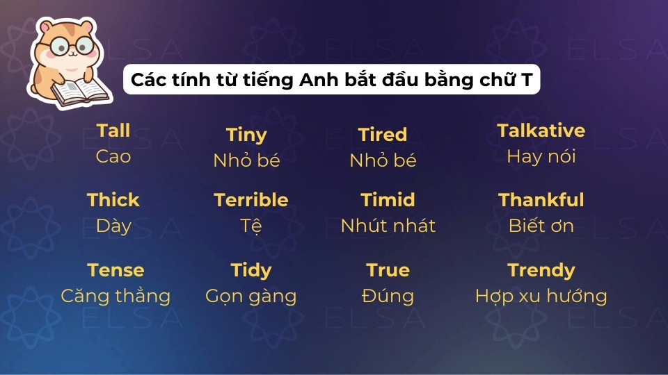 Các tính từ tiếng Anh bắt đầu bằng chữ T