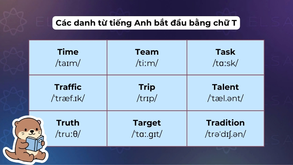 Các danh từ tiếng Anh bắt đầu bằng chữ T