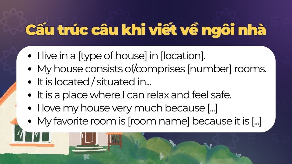 Các cấu trúc câu thông dụng khi viết về ngôi nhà