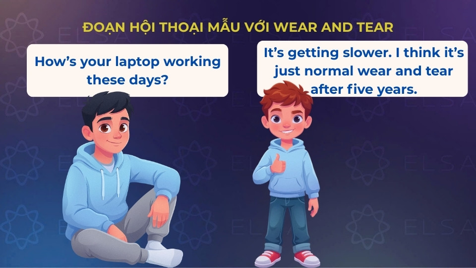 Đoạn hội thoại mẫu có sử dụng wear and tear