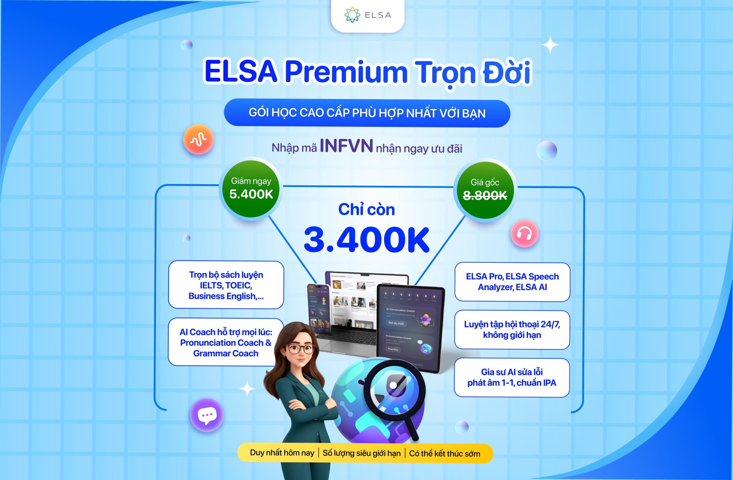Luyện phát âm dễ dàng với ELSA Speak