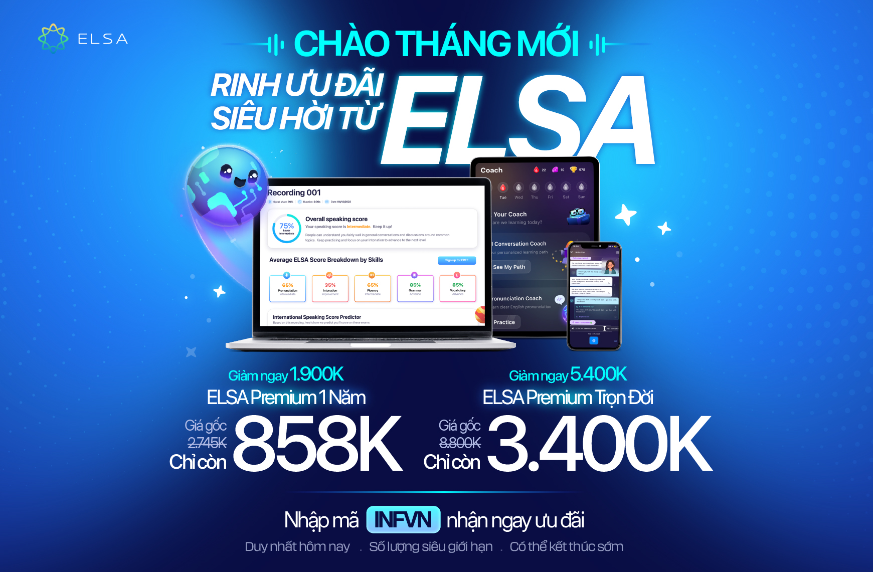 ELSA Premium Trọn Đời
