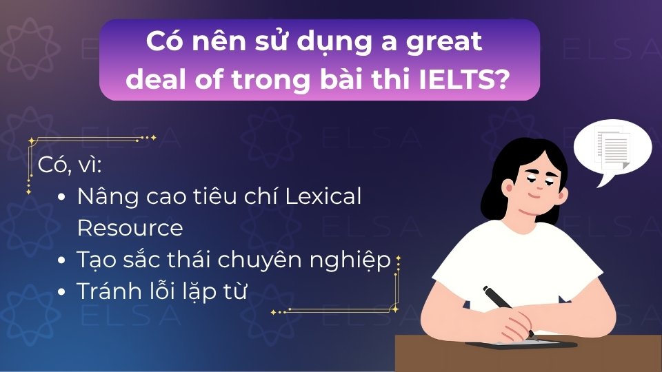Nên sử dụng a great deal of trong bài thi IELTS để bài viết chuyên nghiệp và nâng cao điểm Nên sử dụng a great deal of trong bài thi IELTS để bài viết chuyên nghiệp và nâng cao điểm