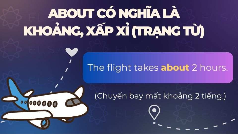 Câu ví dụ about có nghĩa là khoảng, xấp xỉ (trạng từ) Câu ví dụ about có nghĩa là khoảng, xấp xỉ (trạng từ)