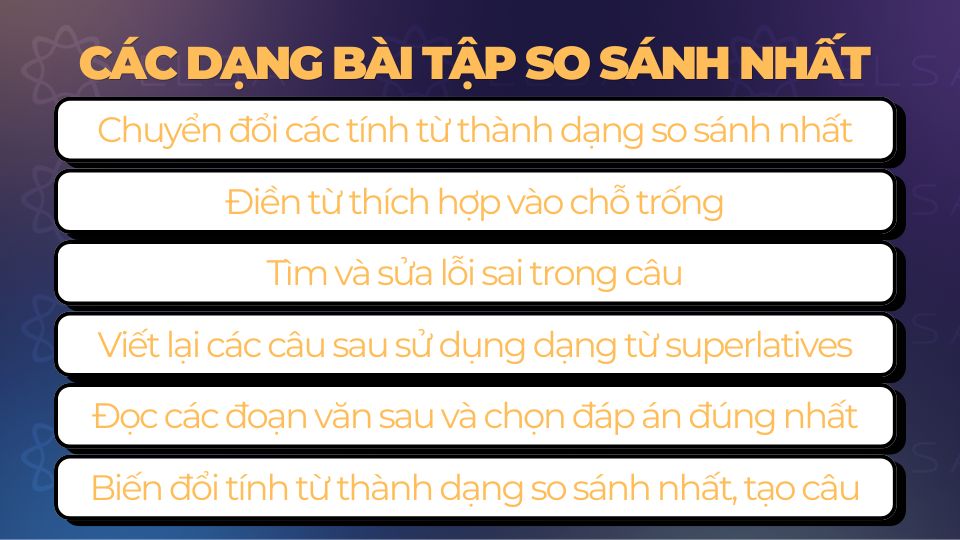 Các dạng bài tập so sánh nhất