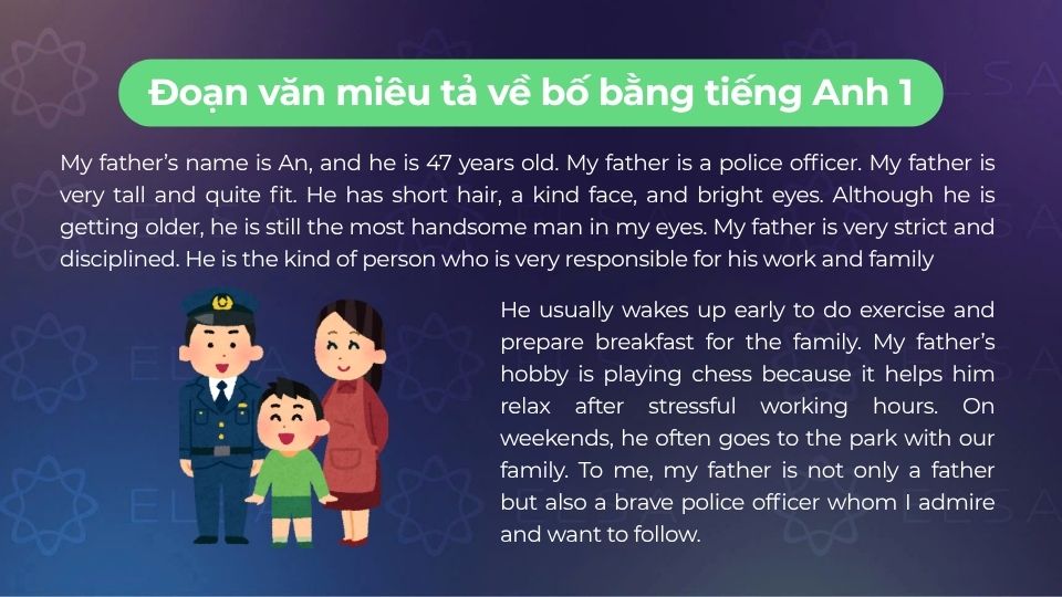 Đoạn văn miêu tả bố bằng tiếng Anh 1