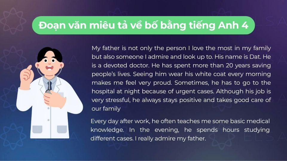 Đoạn văn viết về bố bằng tiếng Anh mẫu 4