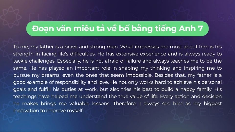 Đoạn văn viết về bố bằng tiếng Anh mẫu 7