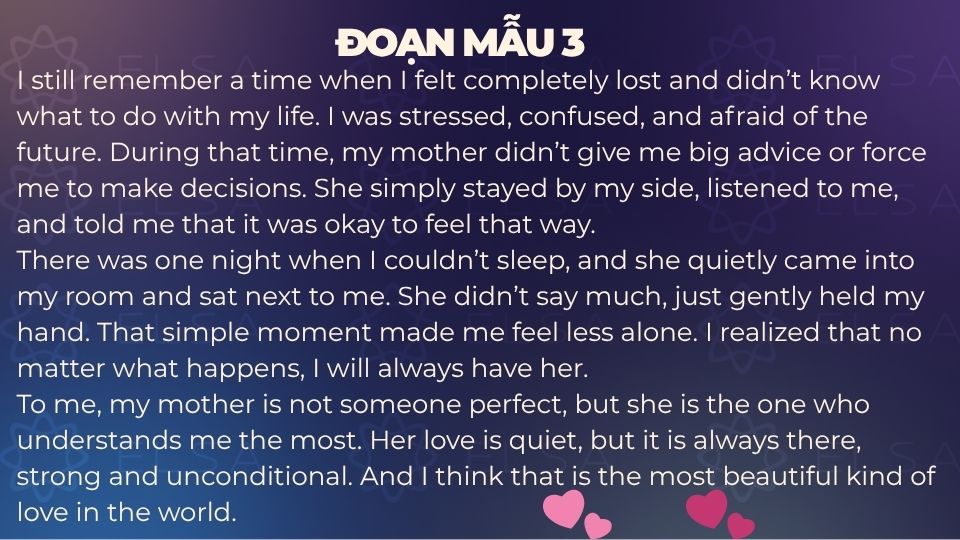 Đoạn văn viết về mẹ bằng tiếng Anh ngắn gọn - Mẫu 3