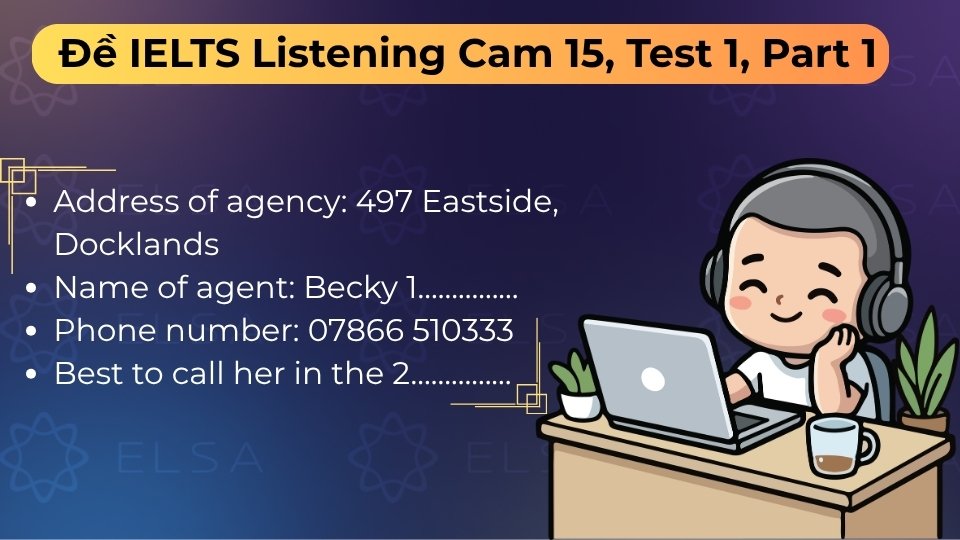 Đề bài IELTS ListeningBankside Recruitment Agency Đề bài IELTS ListeningBankside Recruitment Agency