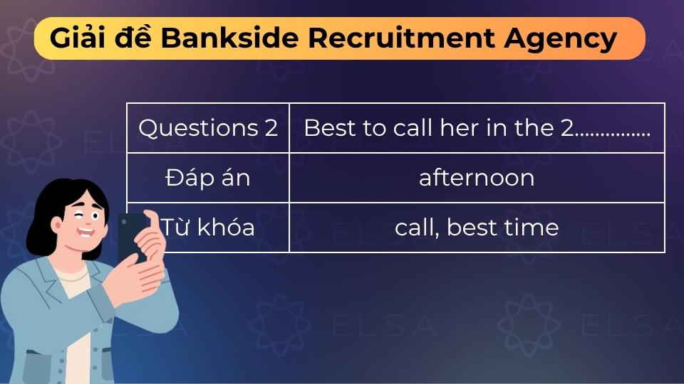Đáp án là afternoon vì William khuyên Amber nên gọi cho Becky vào buổi chiều cho bớt bận Đáp án là afternoon vì William khuyên Amber nên gọi cho Becky vào buổi chiều cho bớt bận