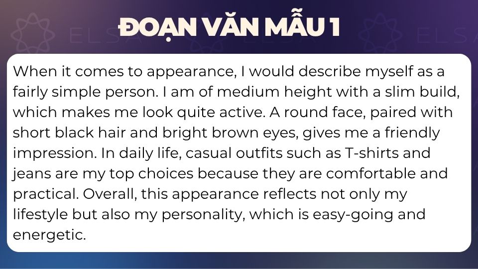 Đoạn văn mẫu miêu tả ngoại hình bằng tiếng Anh - 1