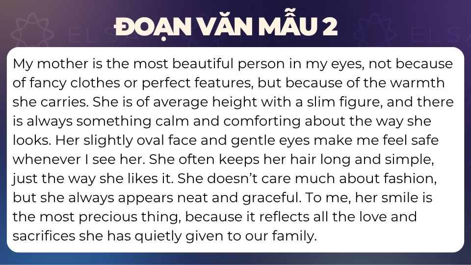 Đoạn văn mẫu miêu tả ngoại hình bằng tiếng Anh - 2