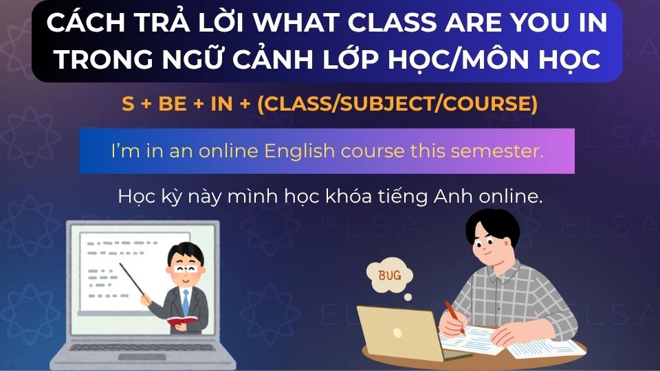 Câu ví dụ cách trả lời khi hỏi về lớp học/môn học