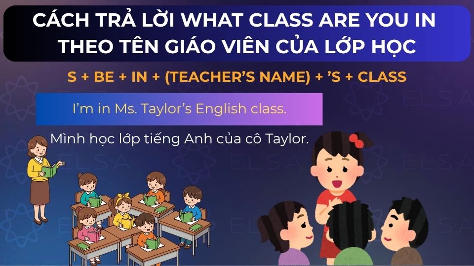 Câu ví dụ cách trả lời theo tên giáo viên của lớp học