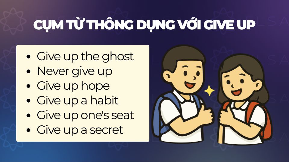 Những cụm từ thông dụng với Give up