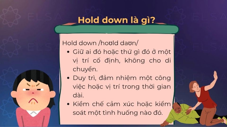 Hold down là một cụm động từ đa nghĩa