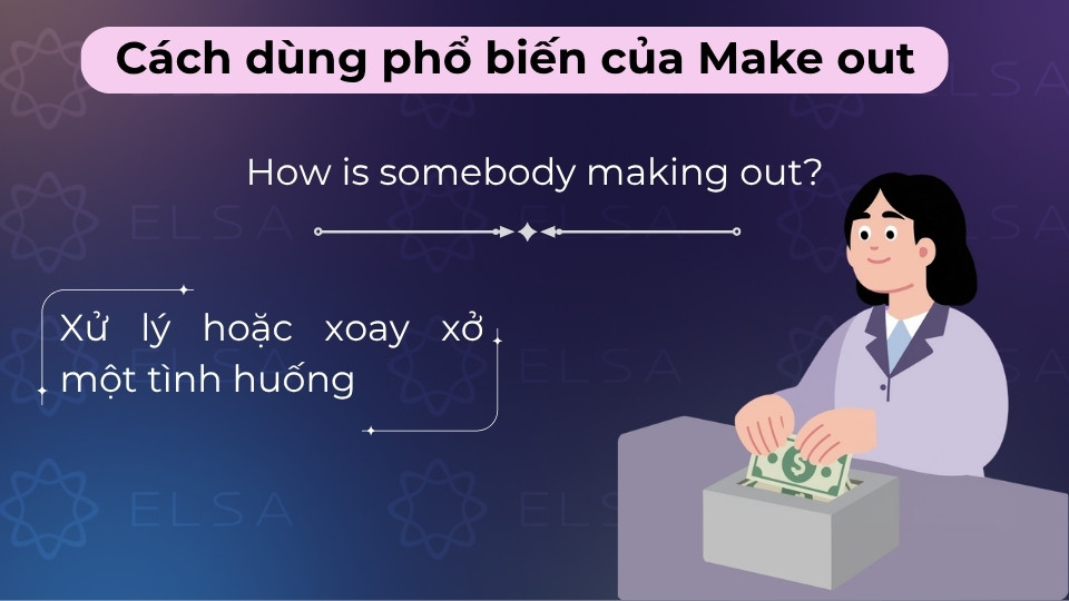 Make out mang nghĩa là đối phó, xoay xở hoặc tiến triển trong một tình huống nhất định