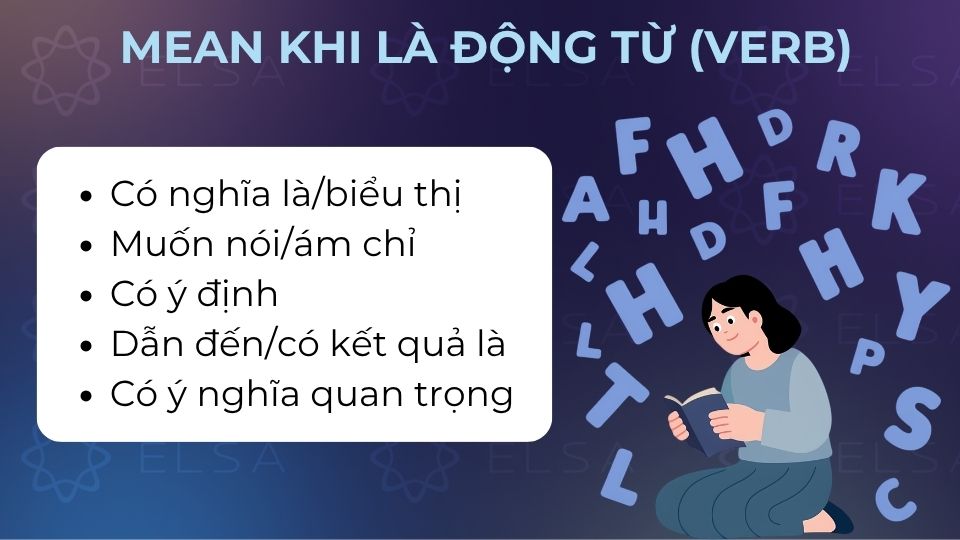 Ý nghĩa của mean khi là động từ