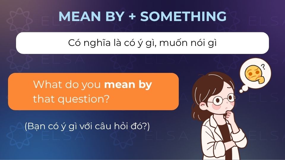 Câu ví dụ của cấu trúc Mean by + something