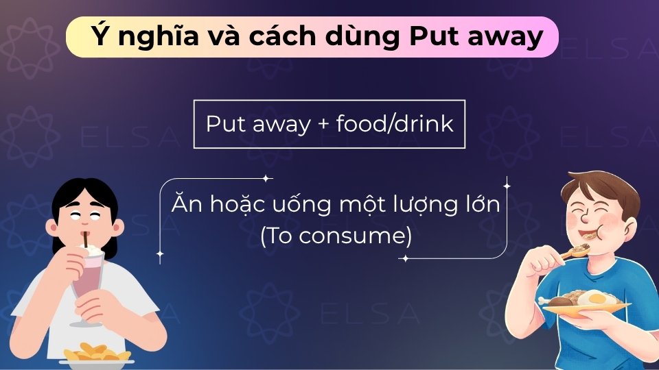 Put away là cách nói thân mật để chỉ việc ăn hoặc uống hết một lượng lớn thực phẩm