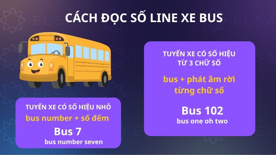 Cách đọc số line xe bus trong tiếng Anh