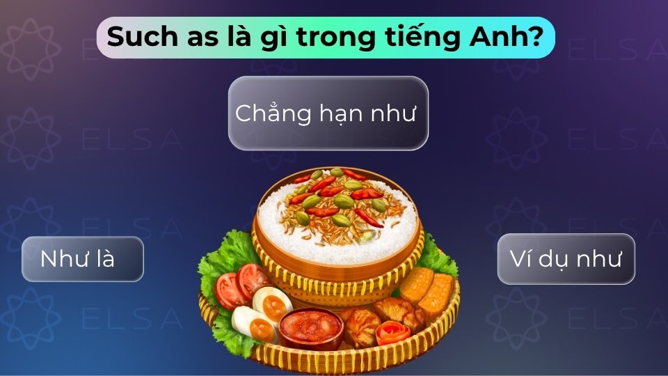 Such as là cụm từ dùng để liệt kê ví dụ, mang nghĩa là như là hoặc chẳng hạn như