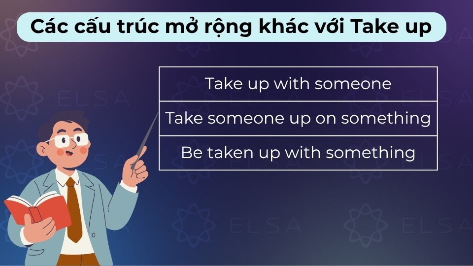Các cấu trúc mở rộng với Take up giúp diễn đạt đa dạng, tự nhiên và tối ưu điểm số trong các kỳ thi